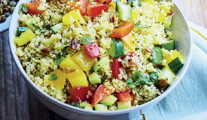 Quinoa et céréales cuisinés aux petits légumes