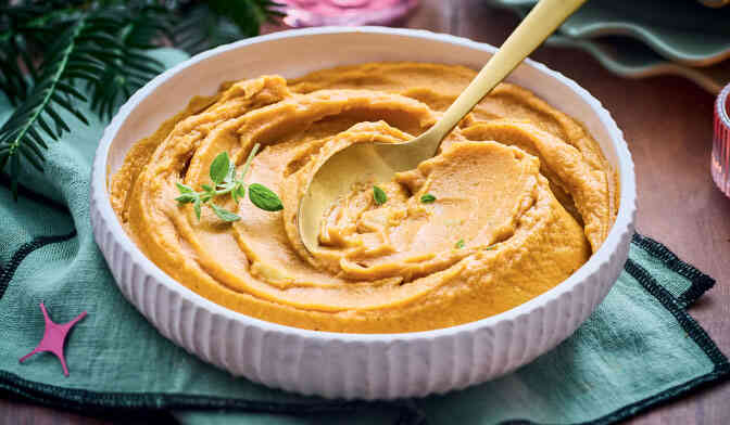 Purée patate douce, marron, agrume, poivre de Sichuan