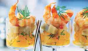 Verrine d'artichaut aux agrumes et crevettes