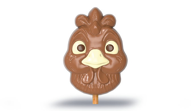 Sucette poule en chocolat