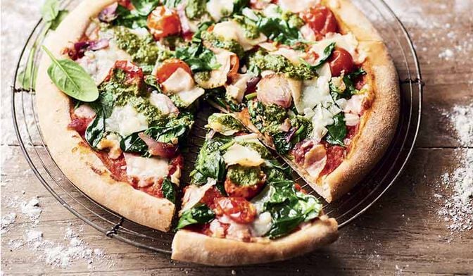 Pizza légumes, pesto, parmigiano reggiano