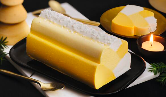 Bûche glacée mangue, passion, citron vert