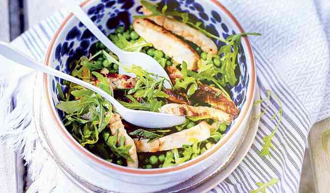 Salade de poulet et petits pois à la menthe