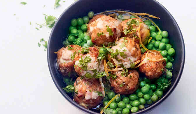 Boulette veau-thon-câpres, sauce crémeuse au citron
