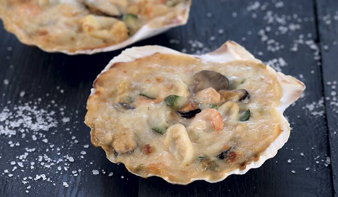 4 coquilles aux fruits de mer