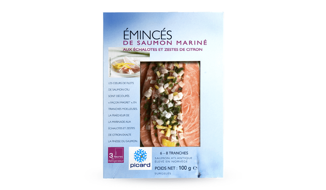 Emincés de saumon mariné aux échalotes et zestes de citron