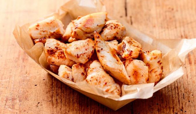 Aiguillettes de poulet rôties et coupées