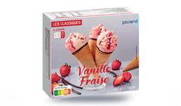 6 CONES VANILLE FRAISE