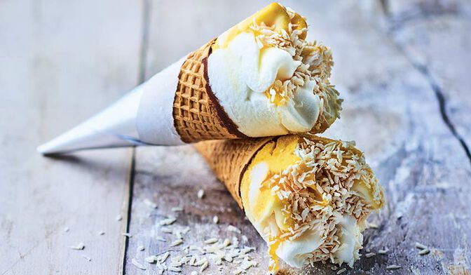 6 cônes mangue-passion et noix de coco