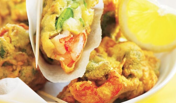 Frittatas de crevettes et fèves