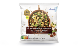 Poêlée pomme de terre, champignon, pois gourmand, marron