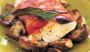 Filet de flétan aux jeunes cèpes