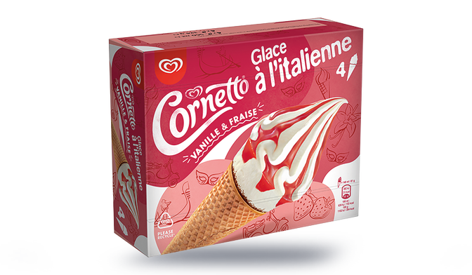 4 CORNETTO VANILLE/FRAISE