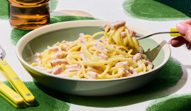 Spaghetti carbonara au maïs et au riz, sans gluten — vue 3