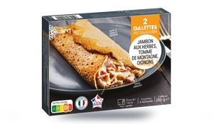 2 galettes jambon aux herbes, tomme de montagne, oignons