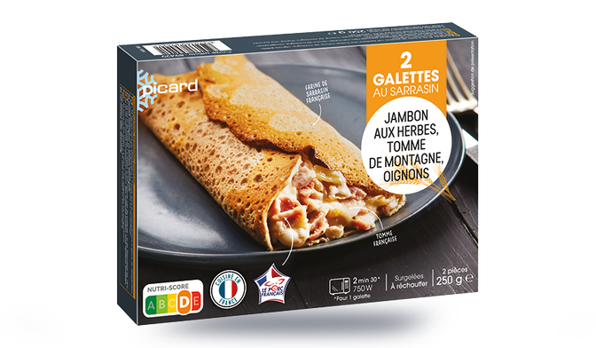 2 galettes jambon aux herbes, tomme de montagne, oignons