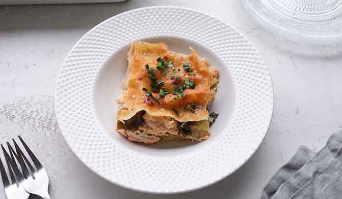 Lasagnes allégées au saumon et aux poireaux par Maëlle @yumiaouss