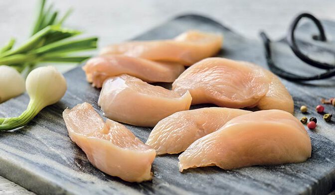 Filets de poulet découpés