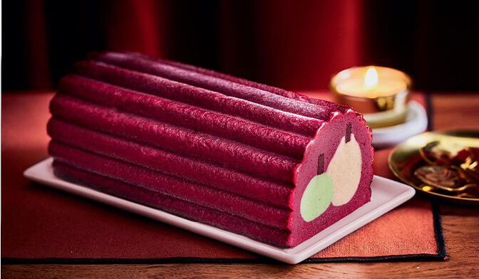 Bûche glacée fruits rougaes - poire - pomme