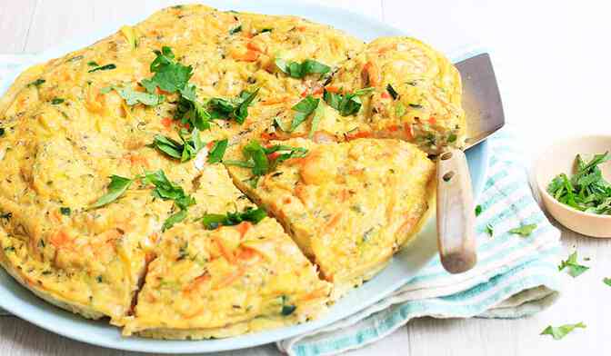 Tortilla aux crevettes et légumes bio