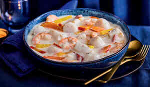 Noix de Saint-Jacques, cabillaud, crevettes sauce au Sauternes