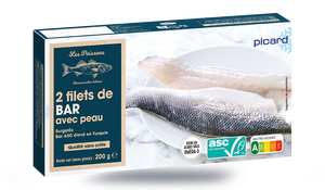 2 filets de bar ASC avec peau, &eacute;lev&eacute; en Turquie