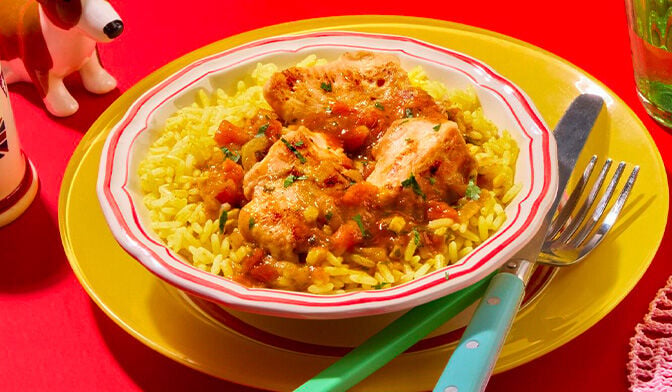 Chicken curry balti, poulet, riz, sce curry balti — vue 3
