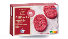4 BIFTECKS HACHES 8% M.G