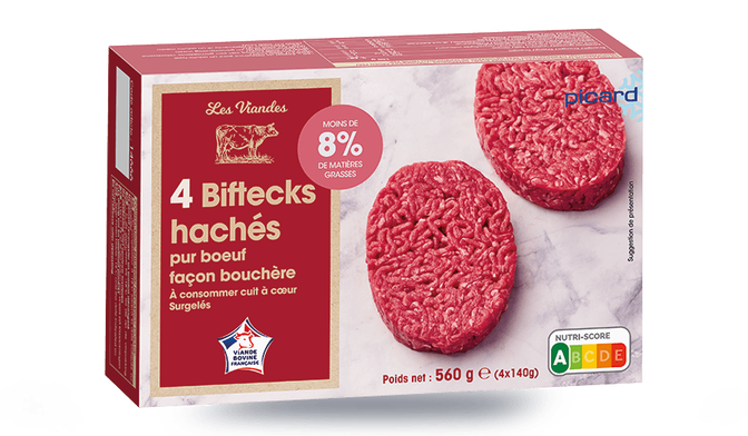 4 BIFTECKS HACHES 8% M.G