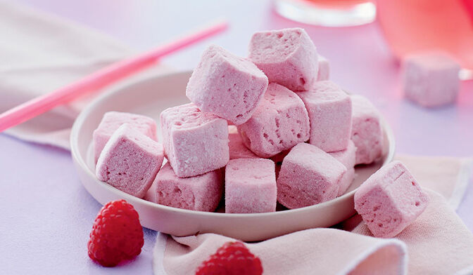 Guimauves aromatisées à la framboise