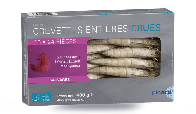 Crevettes tropicales crues (40 à 60 au kg)