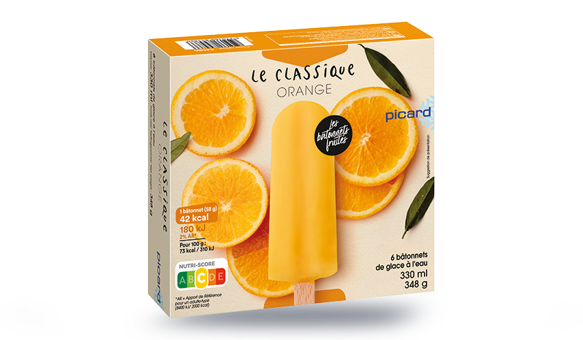 6 bâtonnets orange glace à l'eau — vue 3