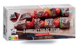 2 brochettes de boeuf aux 3 poivres