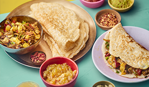 Massala dosa curry de légumes aux graines de moutarde