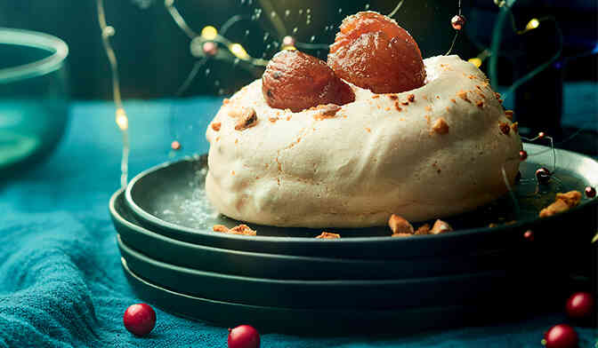 Pavlova aux marrons confits et noisettes