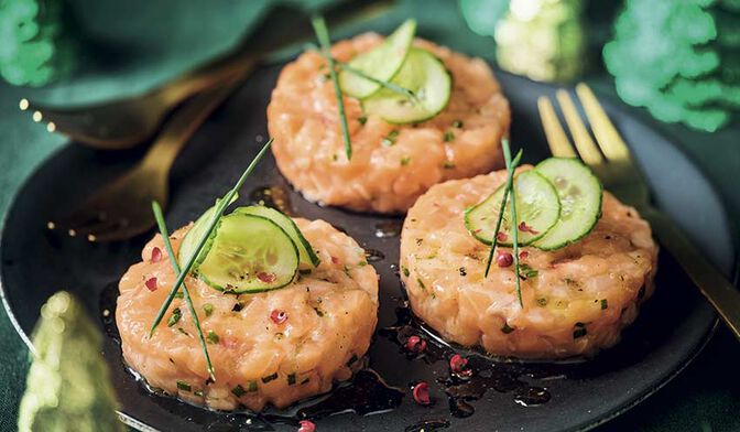 4 tartares de saumon à la ciboulette