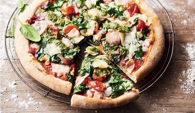 Pizza légumes, pesto, parmigiano reggiano