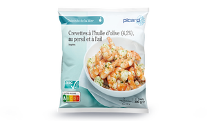 Crevettes à l'huile d'olive (4%) au persil,à l'ail