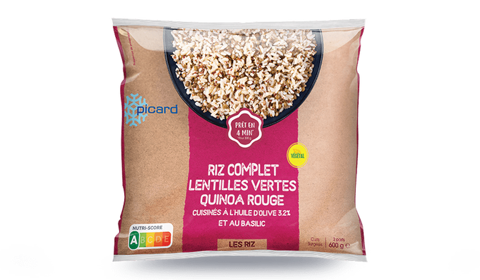 Riz complet, lentilles vertes, quinoa rouge