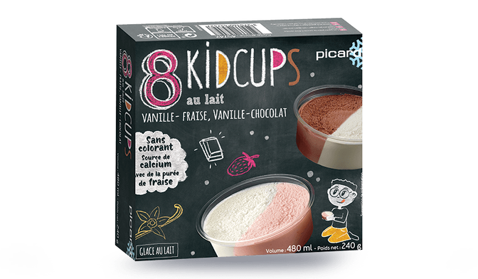 8 Kidcups vanille-fraise-chocolat