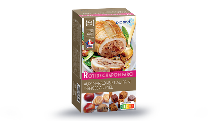 Rôti de chapon farci, farce aux marrons et au pain d'épices