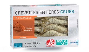 Crevettes entières tropicales crues Label Rouge ASC