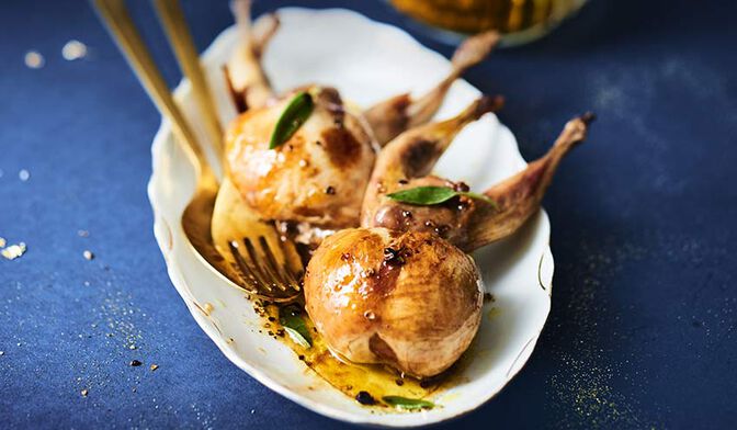 2 cailles farcies au bloc de foie gras de canard