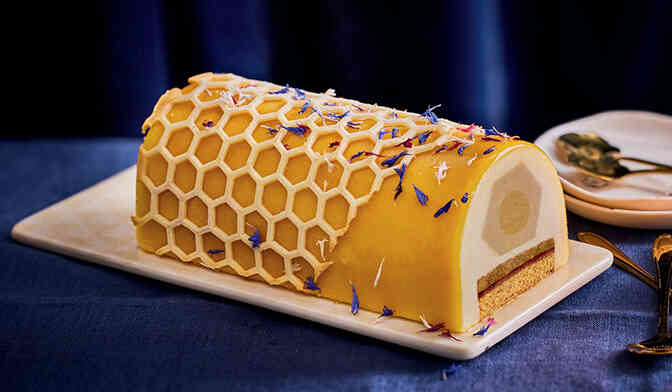 Bûche glacée fruits du verger : poire, pomme, miel