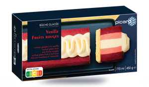 Bûche vanille, fruits rouges