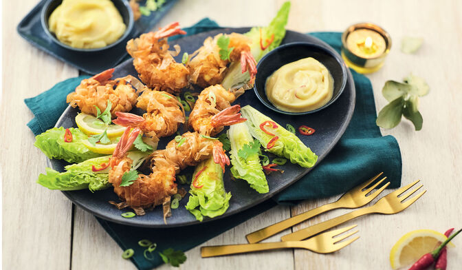 Croustillants de gambas et sauce safrané par Juan Arbelaez