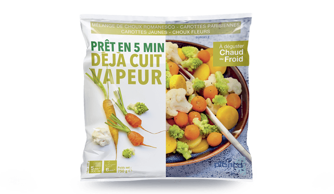 Mélange de choux romanesco, carottes parisiennes, carottes jaunes,