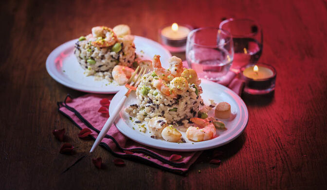 Duo box à cuisiner duo de crevettes et Saint-Jacques*, risotto au