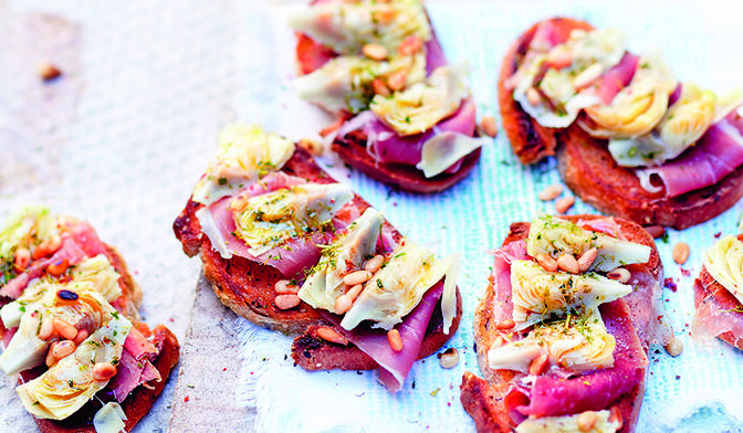 Recette Bruschetta Au Jambon San Daniele Et Aux Artichauts Grilles