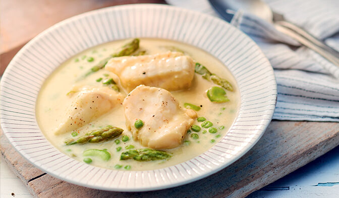 Blanquette de lotte à la crème d'asperge